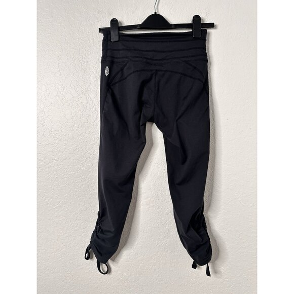 Free People Movement Swerve Leggings Black Hi Waist Ankle Bow Tie Small Petite - Picture 3 of 8